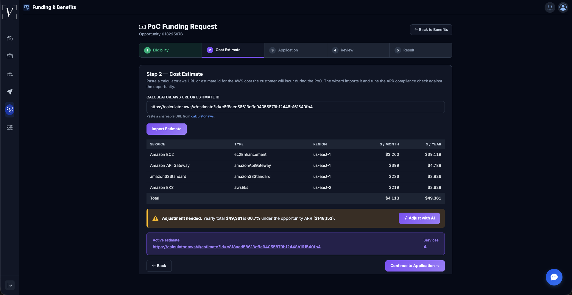 PoC funding guided request