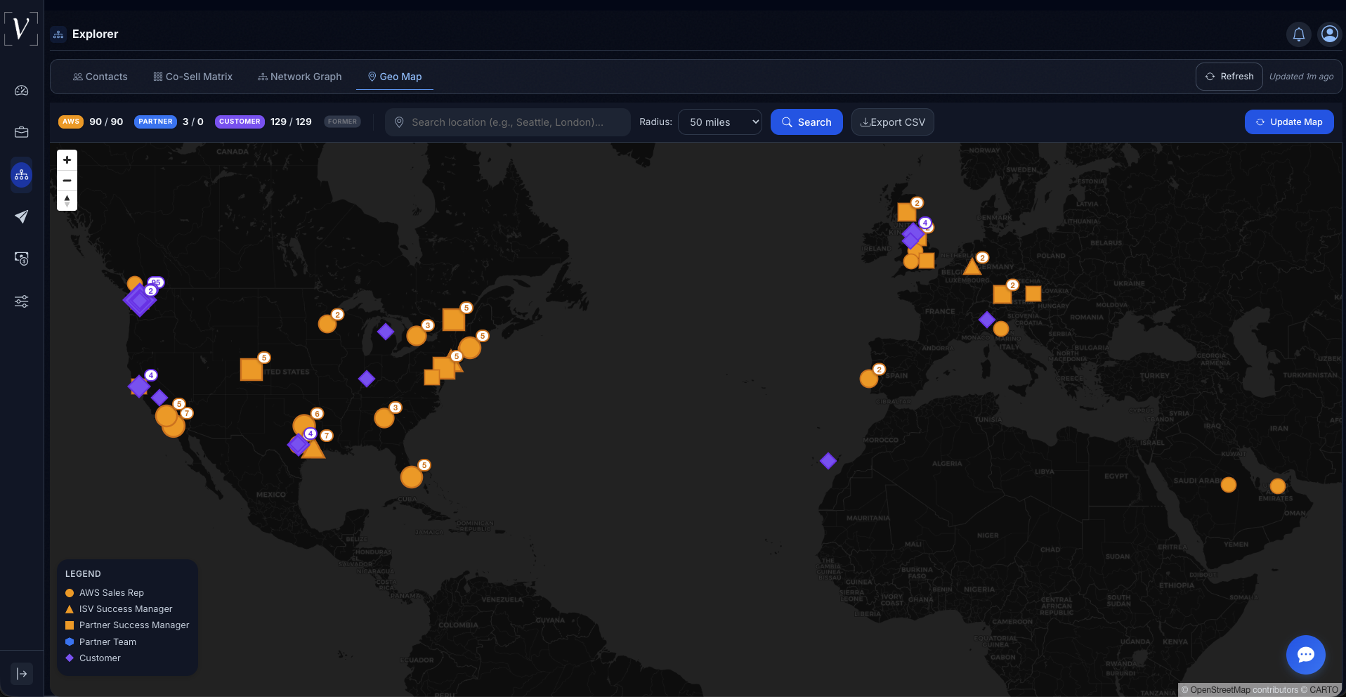 Relationship Explorer geo map